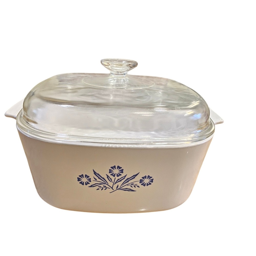 Vintage Corning Ware Blue Cornflower Casserole Dish with Glass Lid 5L 12 Inch